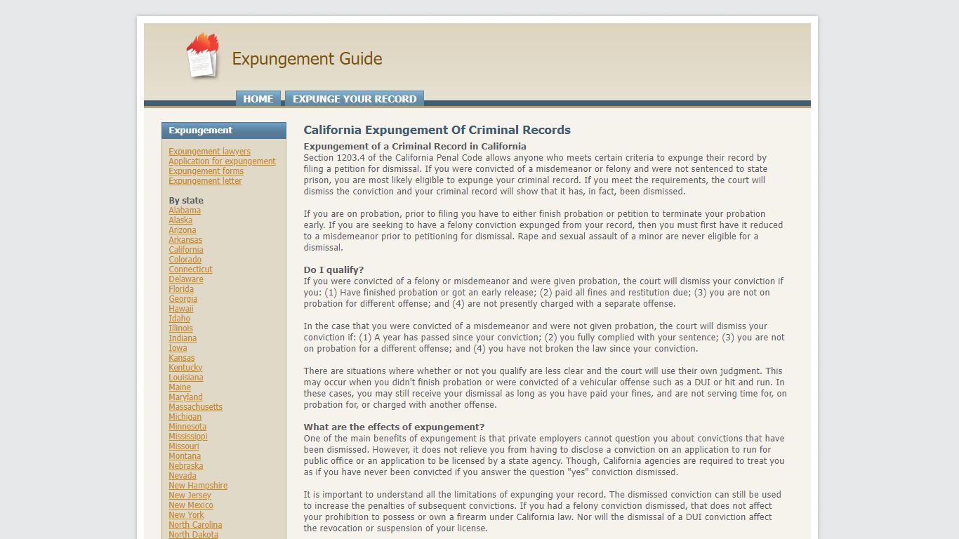 California Expungement of Criminal Records - Expungement Guide